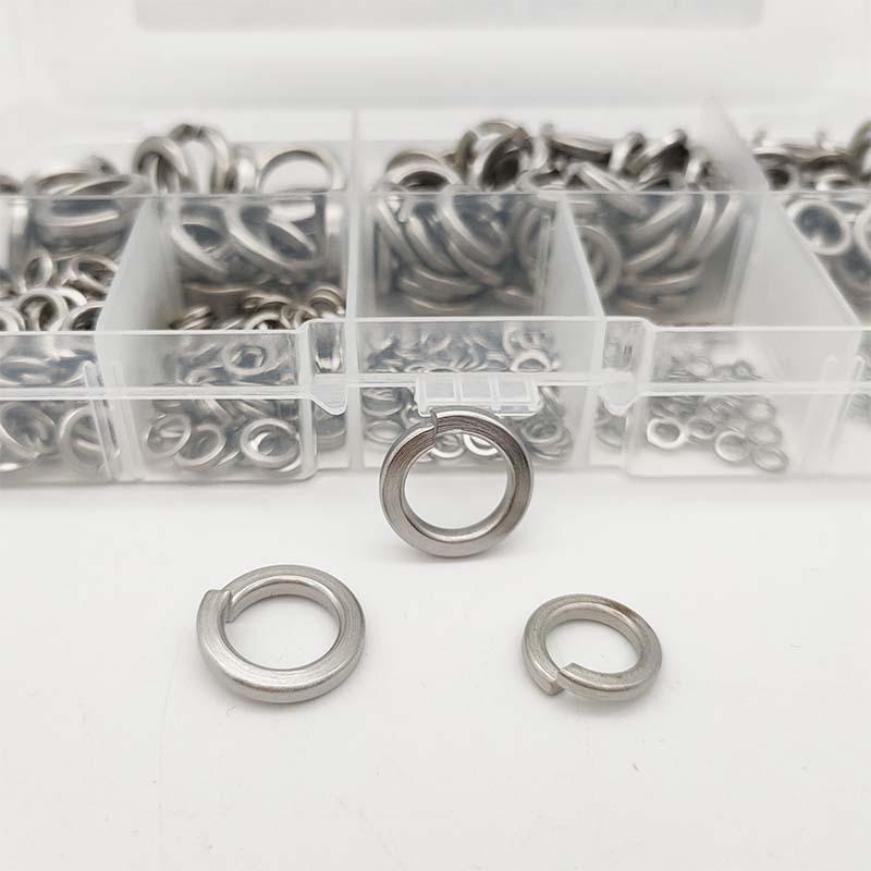 304 Stainless Steel Spring Washers Set, M2-M10, Elastic Spring Gaskets, 410pcs Boxed