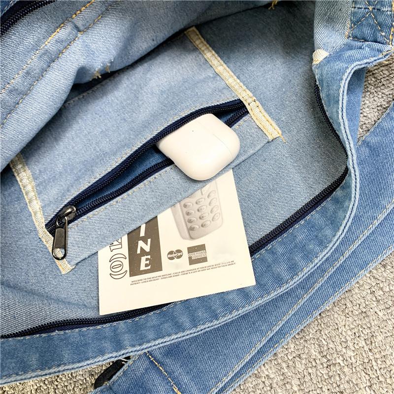 Джинсовая сумка Женская большая вместительная сумка через плечо Студенческая сумка через — фото 12