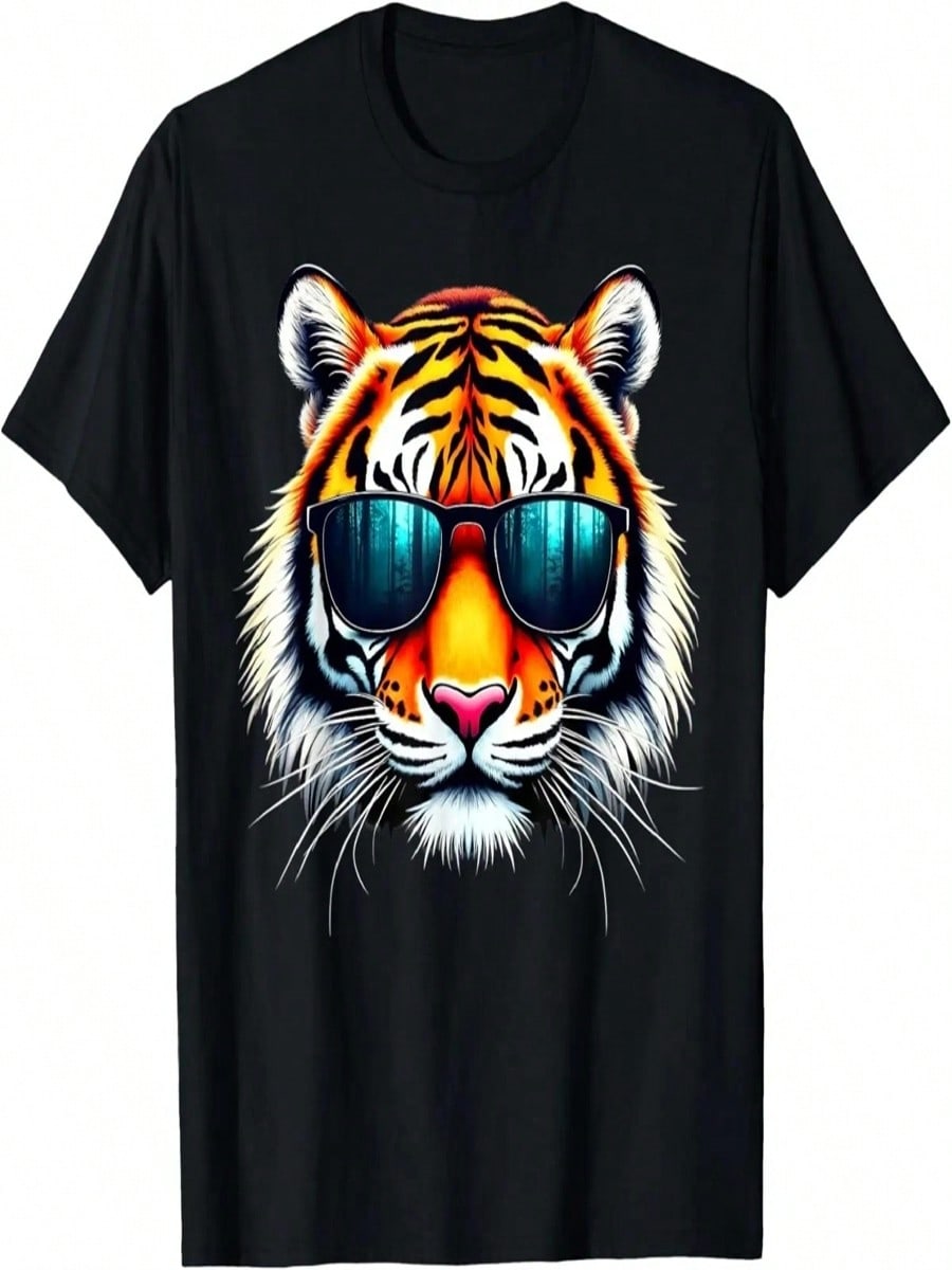 Cool Tiger In Sunglasses Graphic Tigers T-Shirt S разноцветный
