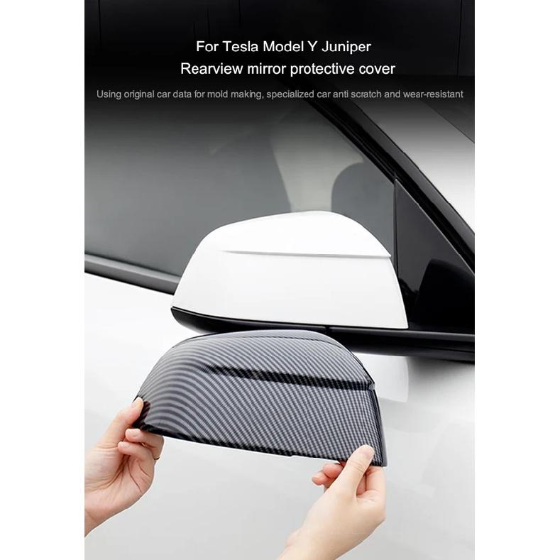 For Tesla Model Y Juniper Exterior Rearview Mirror Carbon Fiber ABS Protective Cover Rear-vision Mirror Shell Side Camera Cover