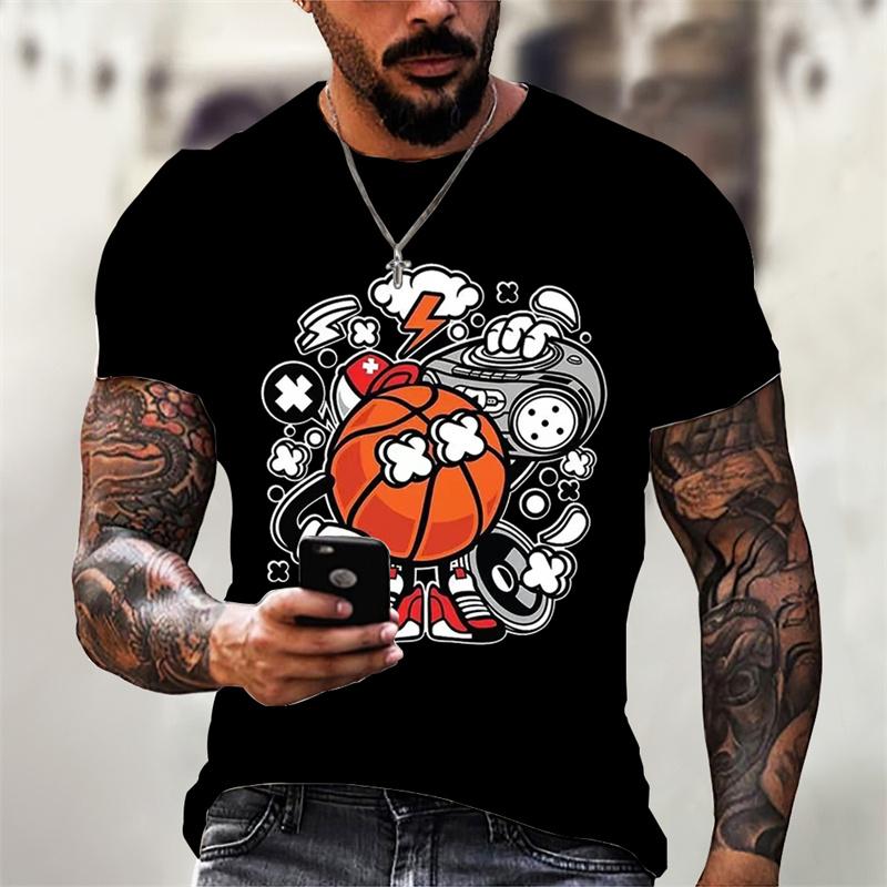 Забавная мужская футболка с 3D принтом еды, повседневный топ с коротким рукавом и круглым вырезом, летняя уличная трендовая футболка в стиле хип-хоп в стиле Харадзюку, футболка большого размера S красный/чёрный