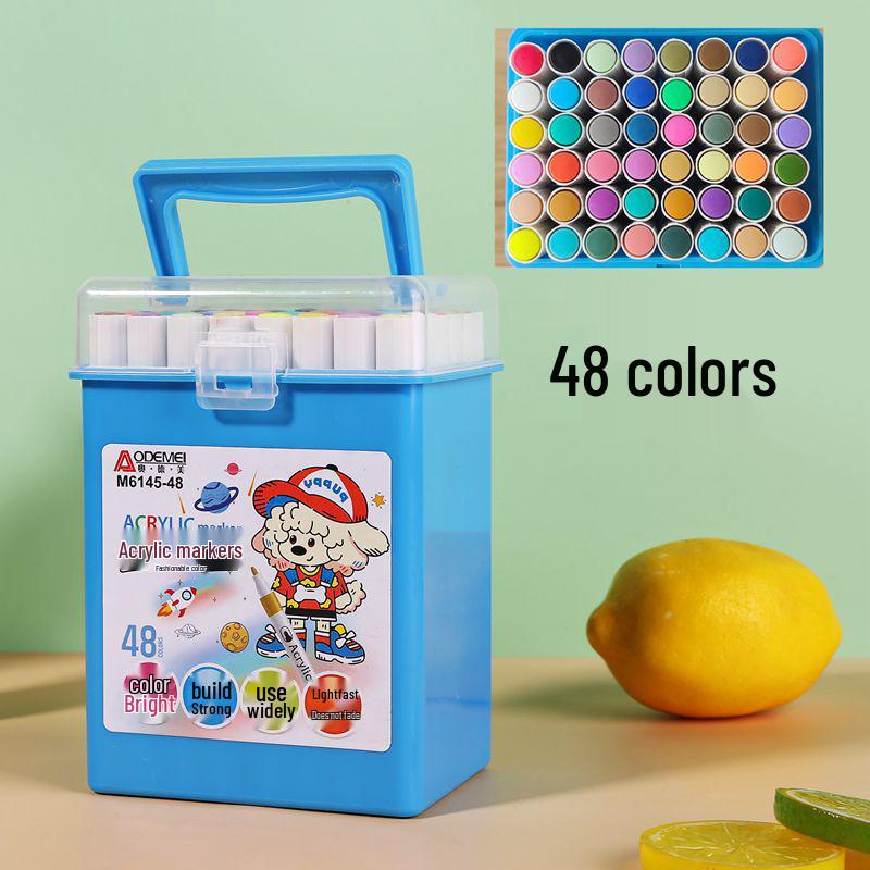 

48-Color Acrylic Markers with Square Box for Student Art & DIY Children s Drawing