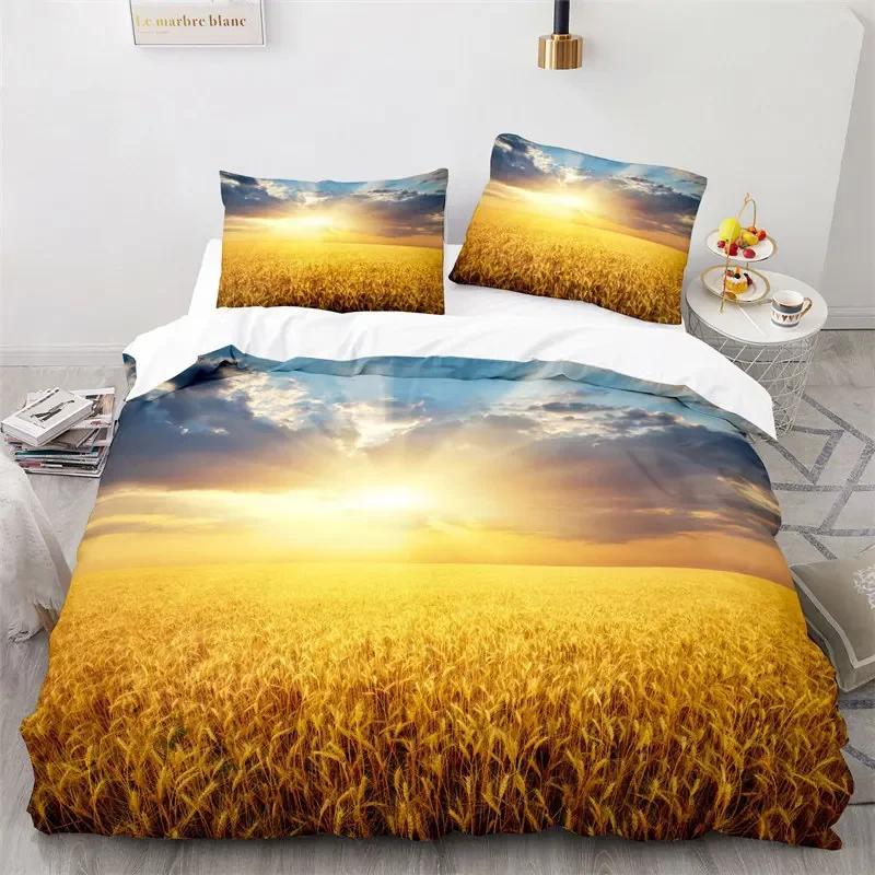 

Gold Wheat Field Duvet Cover Natural Scenery Print Bedding Set Microfiber Twin Queen King Comforter Cover For Kids Adults Decor EU Single(135x200cm)