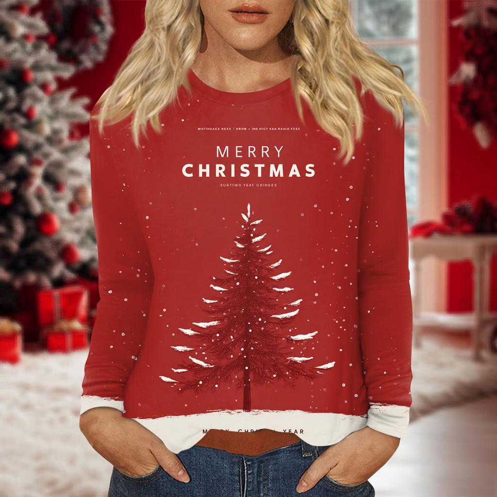 Women's Daily Casual Long-sleeved Printed O-neck Top