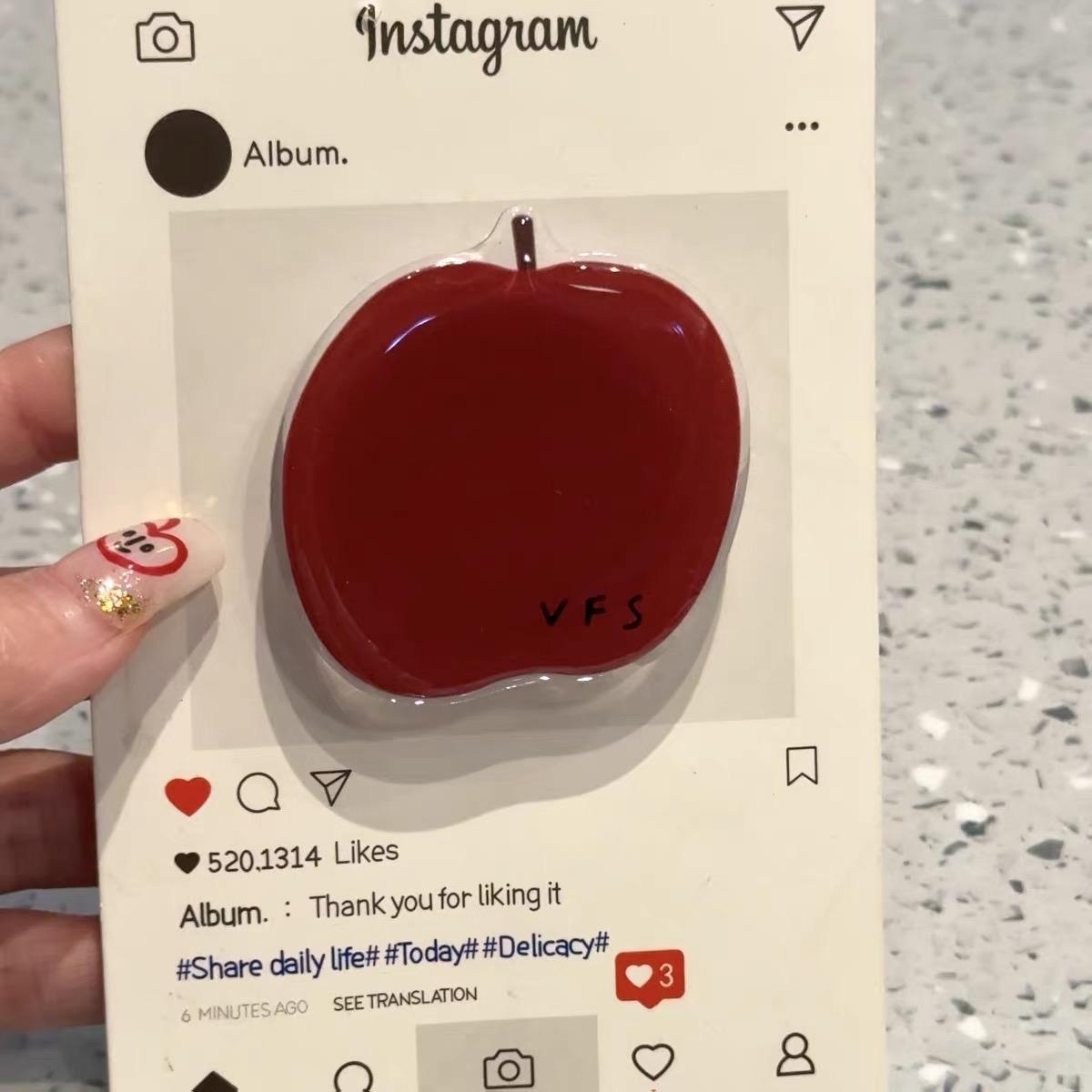Korean-Style Red Apple MagSafe Phone Stand with Strong Magnetic Grip