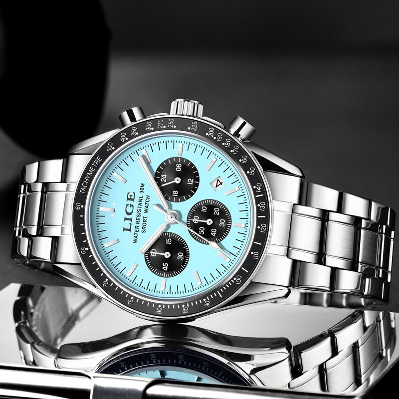LIGE Top Brand Luxury New Men Watch Quartz Man Watches Waterproof Luminous Watch for Men Date Chronograph Sport Wristwatch+Box