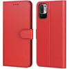 Case - Redmi - Note 10 5G - Red - Leather Effect - 360 Degree Protection