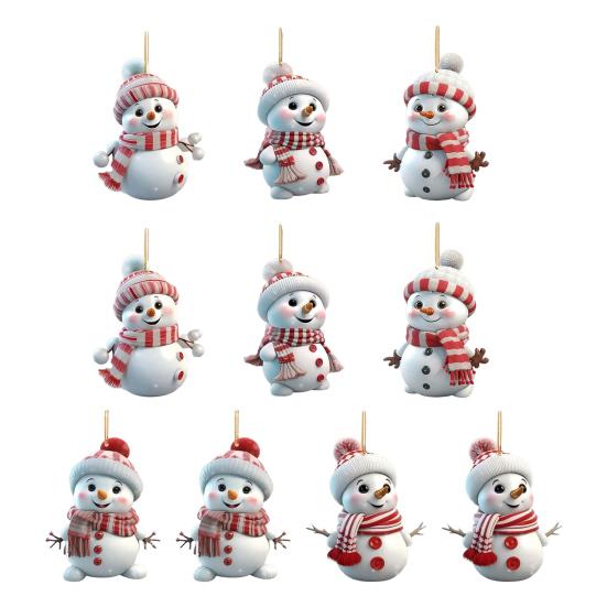 Wooden Christmas Snowman Ornaments Cartoon Snowman with Hat And Scarf Christmas Tree Ornament for Winter Farmhouse Holiday Party Decor