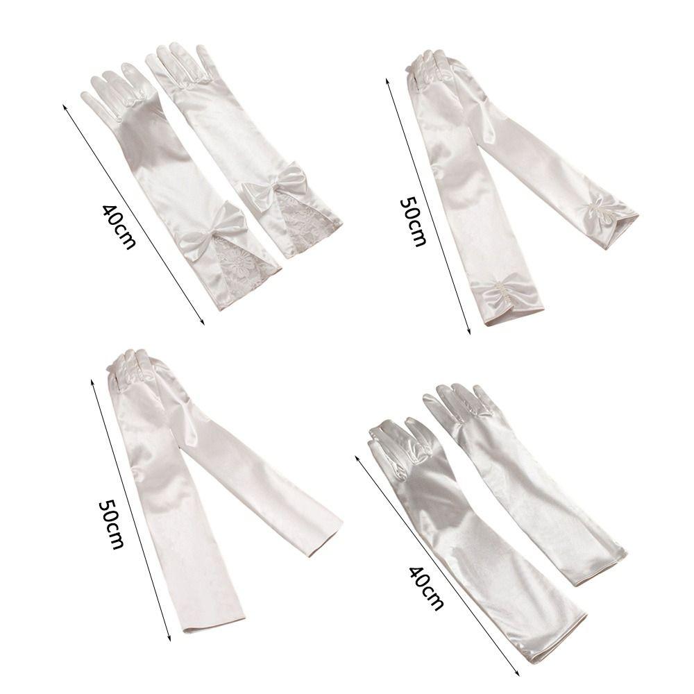 Handmade Bride Gloves Lace Trimmed Satin Gloves Ball Gloves Lace Gloves  Dinner Dresses