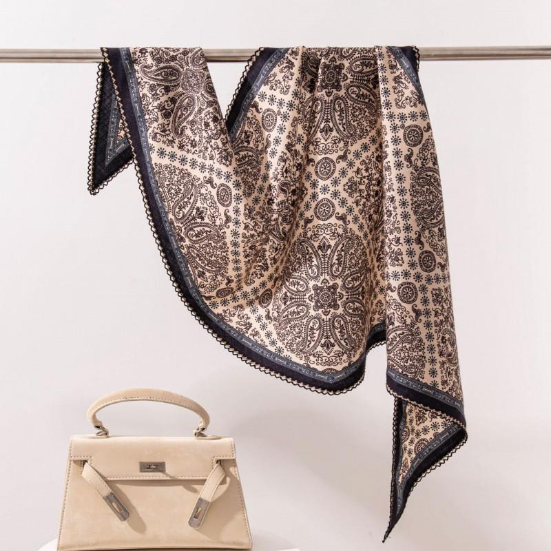 2026 Silk Wool Scarf Light Luxury Lace Shawl Women Blouse Match