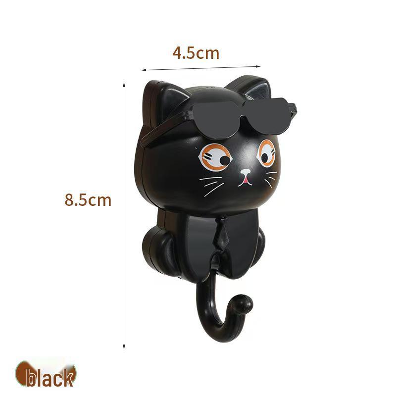Cartoon Cat Wall-Mounted Coat Hooks for Bathroom and Entranceway