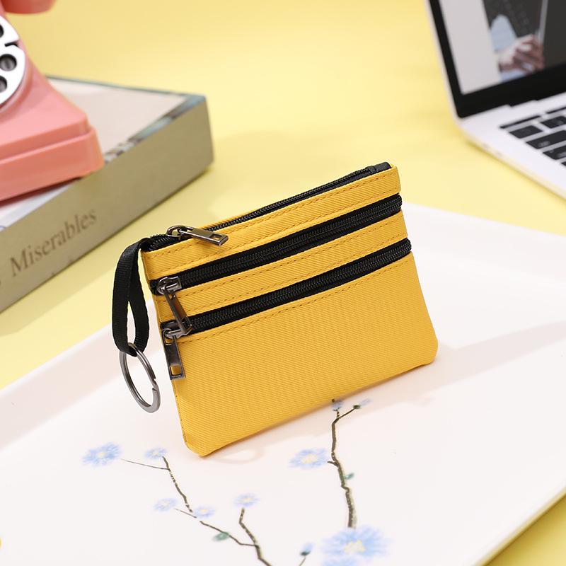 Canvas Mini Coin Purse Simple Zipper Kid Storage Pouch Money Pocket Solid Color Coin Key Bag Women Men Cute Wallet Mini Purse