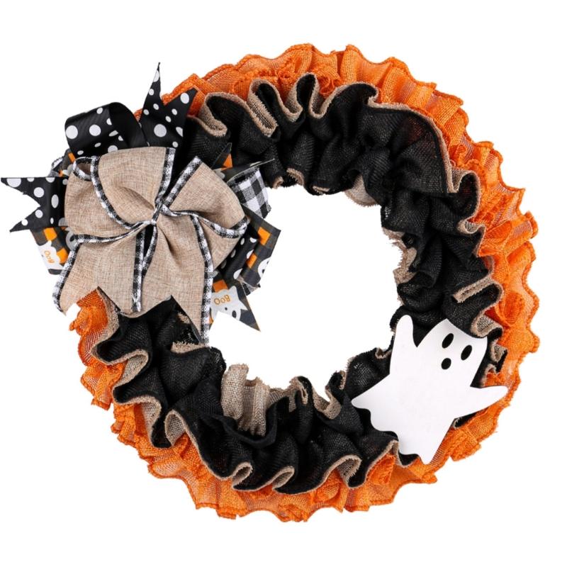 

Halloween Holiday Wreath Hanging Ornaments Artificial Wreath for Front Door Farmhouses Garden Yard Halloween Decorations 1