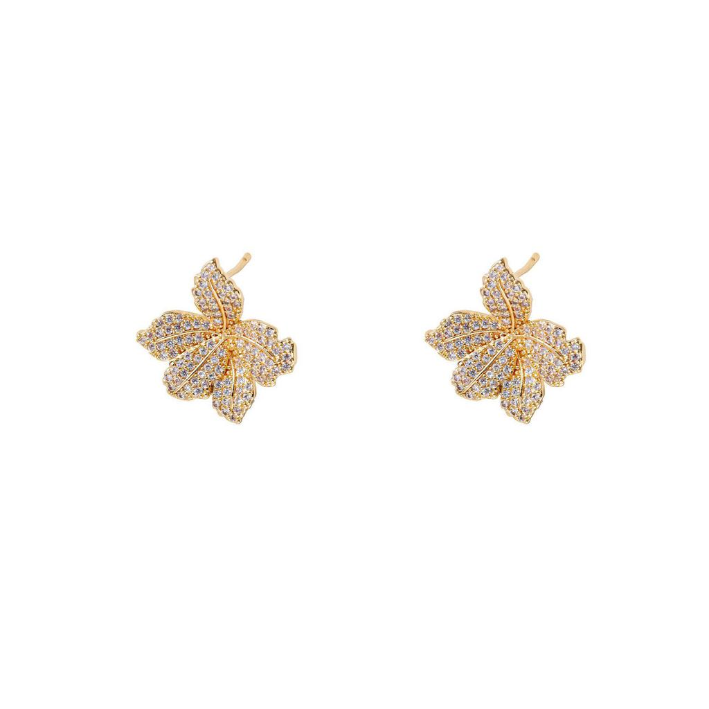 Luxury Micro-Inlaid Zirconia Lily Flower Stud Earrings for Women