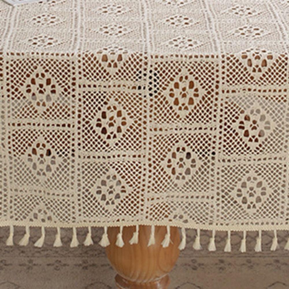 

Wedding Party Coffee Table with Tassel Crochet Picnic Cloth Table Cover Tablecloth Home Decoration 60X60CM-B