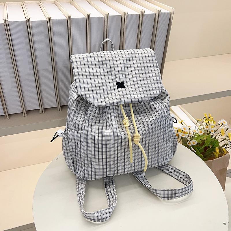 Canvas plaid bag women's summer new women's bag backpack commuter casual small backpack shoulder bag