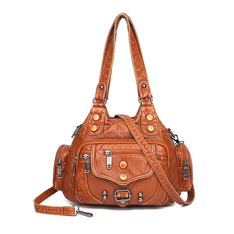 Women's Retro Soft Leather Shoulder Bag - Small Square Crossbody for Middle-aged and Elderly