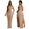 Women's Slim-fit Split Dress Sexy One-shoulder Long Dress