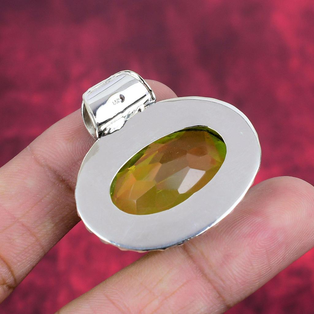 Lemon Topaz Pendant, 925 Sterling Silver Pendant Jewelry, Handmade Pendant Gemstone Jewelry For Thanksgiving