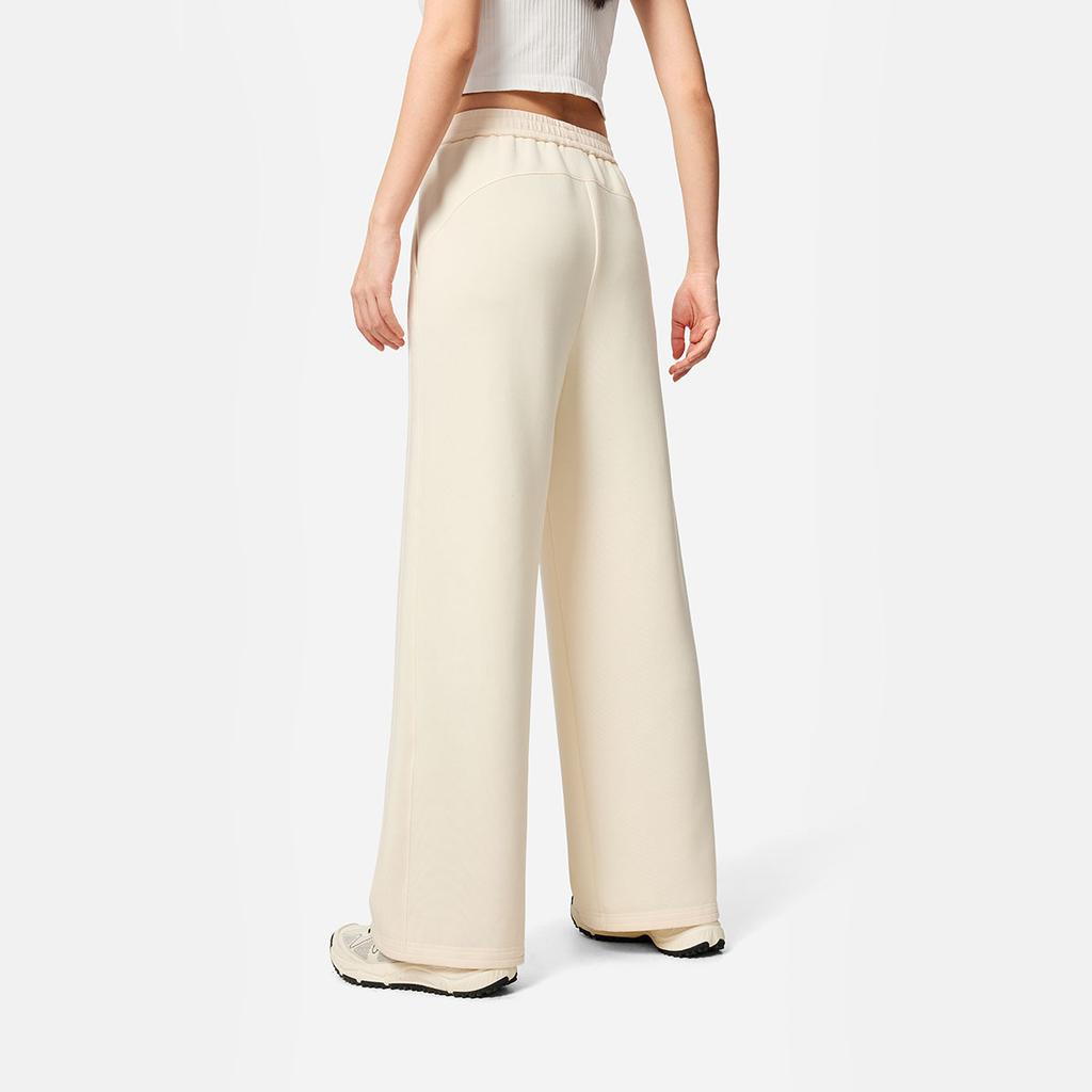 Li-Ning Simple Versatile Solid Color Mid Waist Casual Straight Leg Knitted Sports Pants Women bottoms AKLV970-5