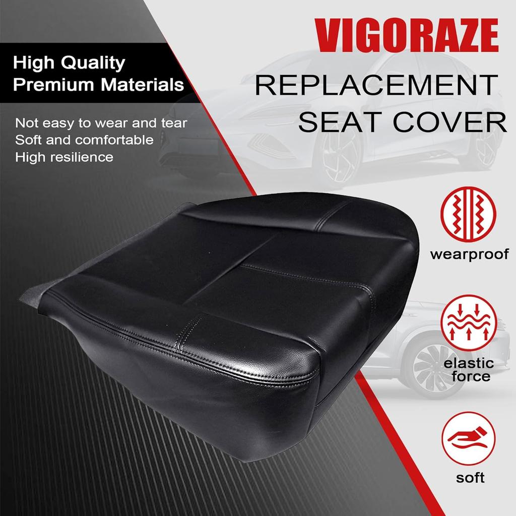 Driver or Passenger Bottom, #193 Black Leather Seat Cover Compatible with Chevy Silverado Avalanche Tahoe Suburban Compatible with GMC Sierra Yukon