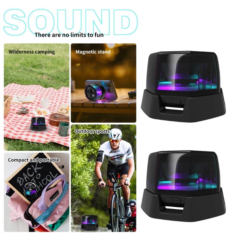 Portable Bluetooth-compatible Speaker Colorful Lighting Effect Wireless Music Device, Phone Holder,For Outdoor Activity