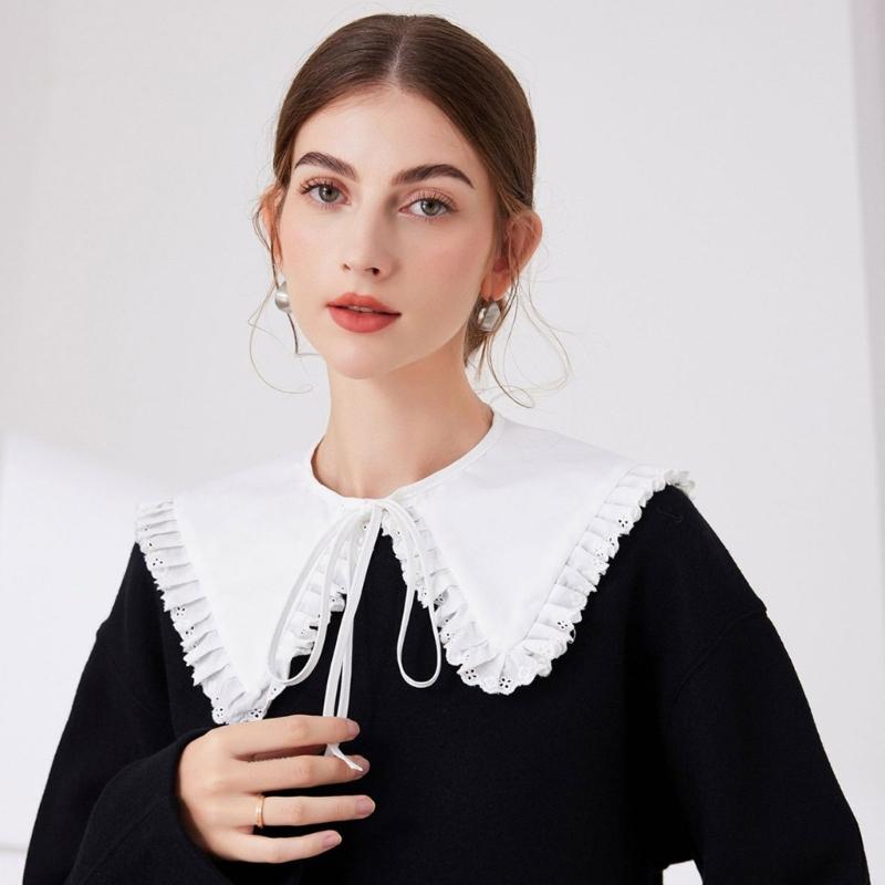 Sequins Quilted Cape False Collar Chinese Ruffled Lace Shawl Wrap Scarf Decorative Accessory for Women Girls Clothing