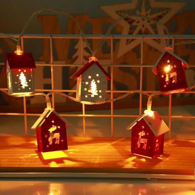 Christmas Wooden House LED String Light Xmas Tree Hanging Ornament 2024 Christmas Decoration For Home Kids New Year Gift Navidad