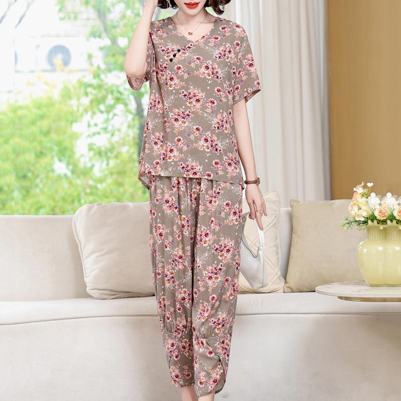Damen Übergröße Blumendruck 2-teiliges Set – Lässiges Sommer-Outfit (XL-5XL)