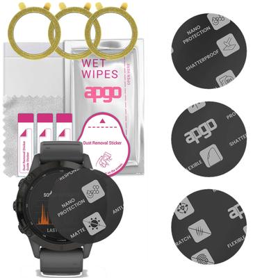 3x Apgo MATTE Hybrid Glass Screen Protector for Garmin Fenix 6S Pro Solar, Tempered Glass Substitute, Non-cracking