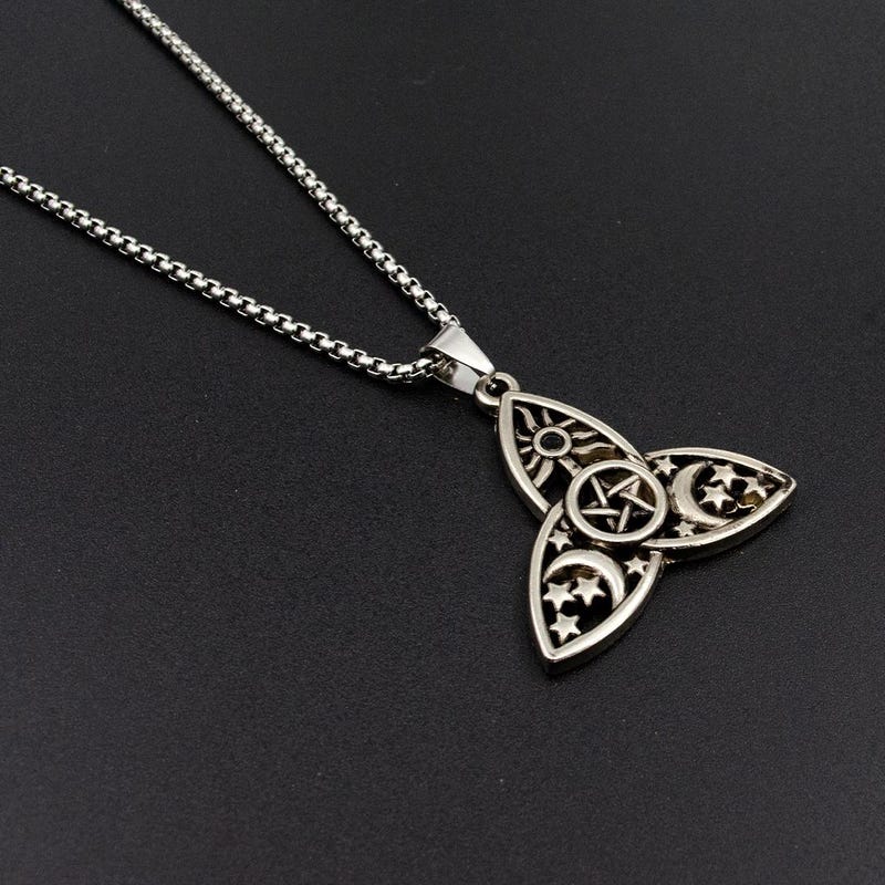 Готический Тройной Лунный Ожерелье Роза Призрак Крест