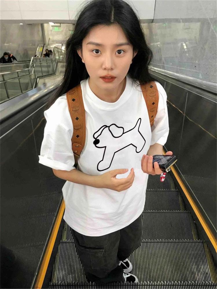 

Женская модная футболка 2025 года из чистого хлопка с коротким рукавом и открытым правым плечом, свободного кроя L белый