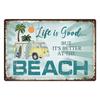 Summer Beach Decor Vintage Metal Tin Signs Plaque Metal Plate Retro Posters Wall Art Decor Seaside