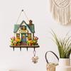 Hängendes Schild 'Feenhaus' aus Holz, Schlüsselhalter im Landhausstil Wanddeko mit 4 Haken, Vintage Blumen-Hängegestell für Eingangsbereich Flur Küche