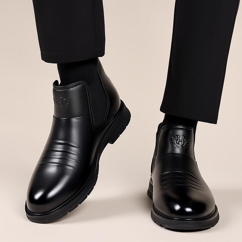 High End Brand Men's Business Casual Shoes Versatile for Office Outdoor Men's Leather Ankle Boots British Style High Top Shoes