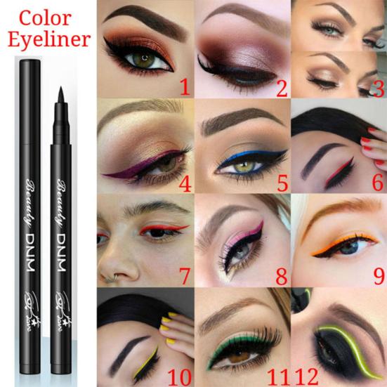 12 Colors Liquid Eyeliner Waterproof Sweat-proof Lasting Non Smudge Eye Makeup