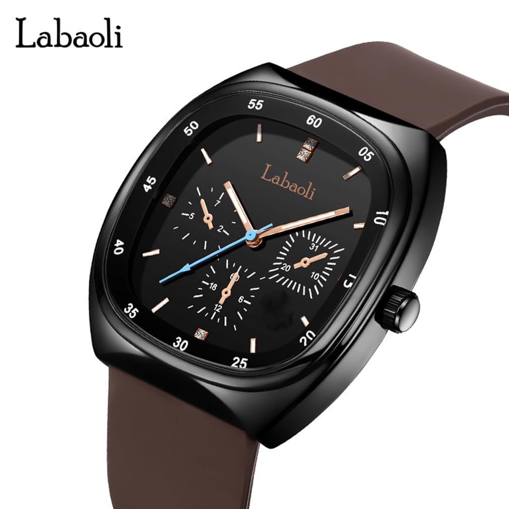 Square Silicone Big Brand Gift for High School Black Women's Wristwatch, Waterproof, Sporty, Cute, Simple, Stylish, Casual, Face, Name, Students,