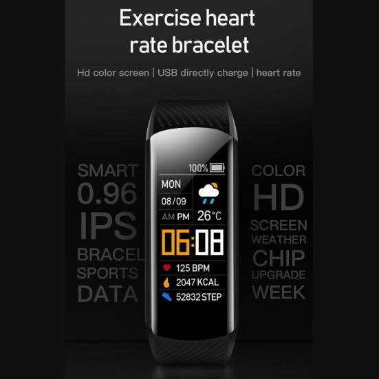 C5S Bluetooth-kompatibilní Vodotěsný Monitor srdečního tepu Spánku Fitness Sportovní Chytrý náramek