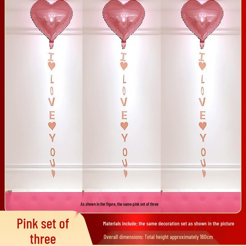 Honeymoon Love Heart Balloon Ceiling Set for Wedding and Bedroom Decor