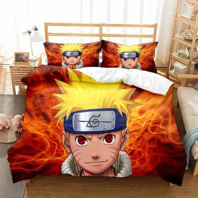 Copripiumino in tre pezzi serie Naruto Stampa digitale Set in due pezzi spazzolato Copripiumino anime per cartoni animati per bambini