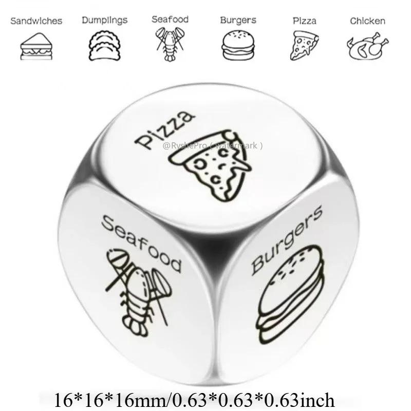 1pc Food Decision Dice Anniversary Date Night for Couple Stainless Steel Food Determine Dice Set Men Women Birthday Wedding Gift