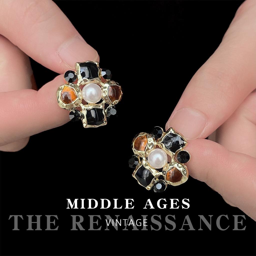 Эмаль ветер масляная капля ретро гвоздики черные коричневые полые геометрические серьги украшения для ушей