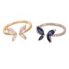 Exquisite Zircon Butterfly Ring Light Luxury Finger Jewelry Light Luxury Crystal Ring  Daily