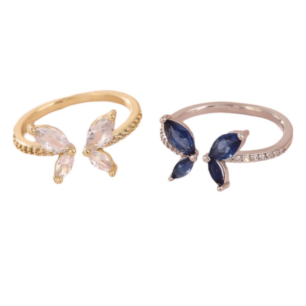 Exquisite Zircon Butterfly Ring Light Luxury Finger Jewelry Light Luxury Crystal Ring Daily