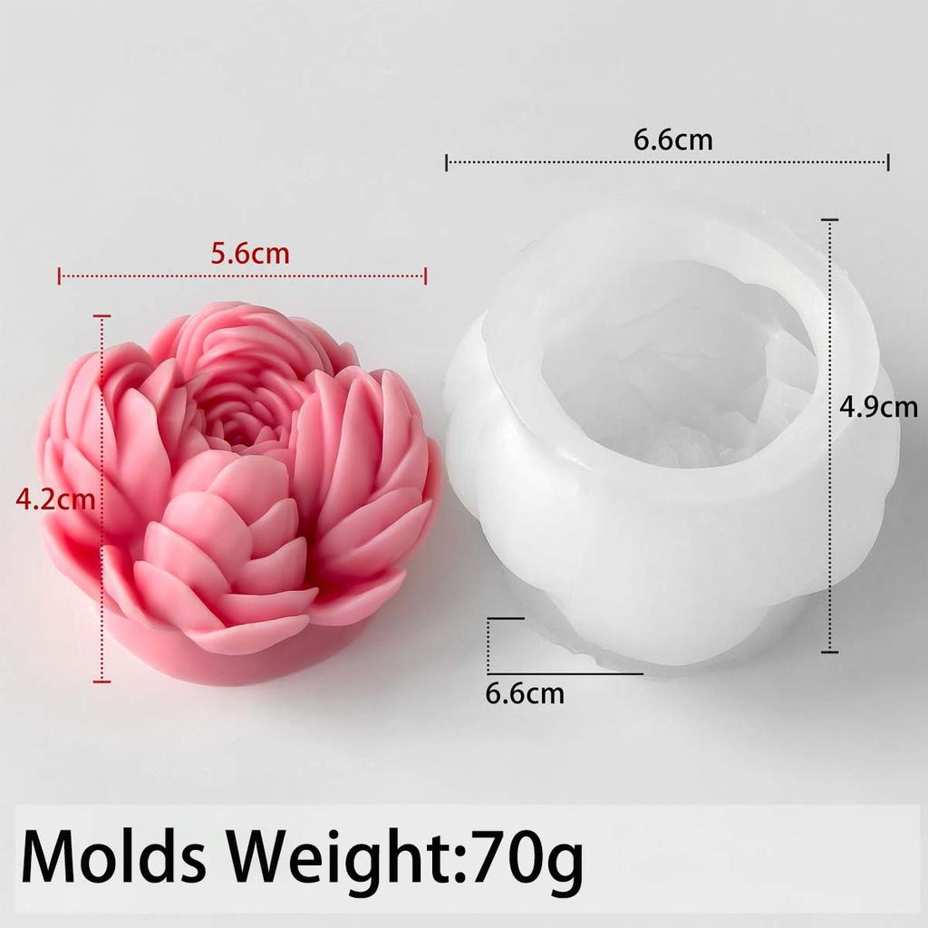 3D Pfingstrose Kerze Silikonform DIY Blumenform Aroma Seife Tonformen Gips Harz Handwerk Geschenke Herstellung Zuhause Hochzeitsdeko Zubehör
