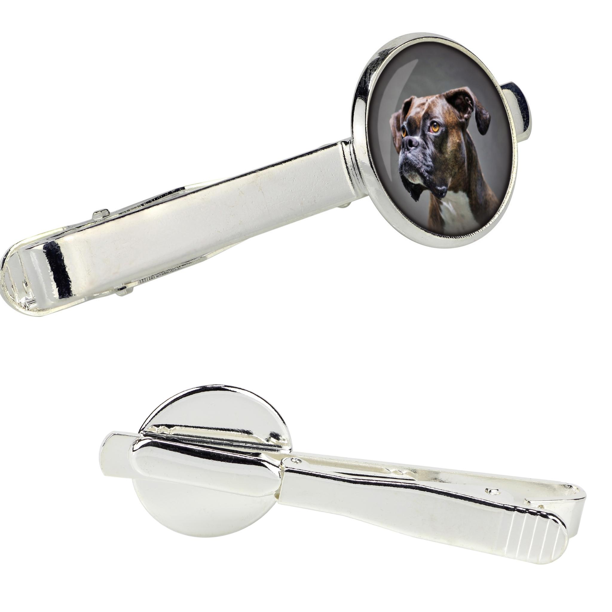 

Boxer, German Boxer I - tie clip in a box, stylish tie, personalized jewelry from the Art-Dog brand срібний