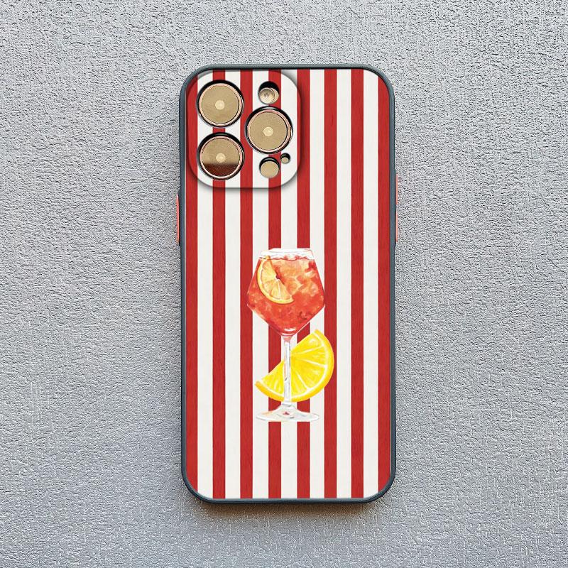 Red Blue Stripe Fruits Lemon Cherry Phone Case for IPhone 13 Mini 12 11 Pro Max 17 16 15 14 Pro Max Plus XR XS X Back Cover