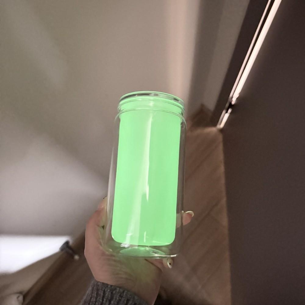 Tasse à paille fluorescente phosphorescente 16 oz Tasse à café lumineuse pour étudiants