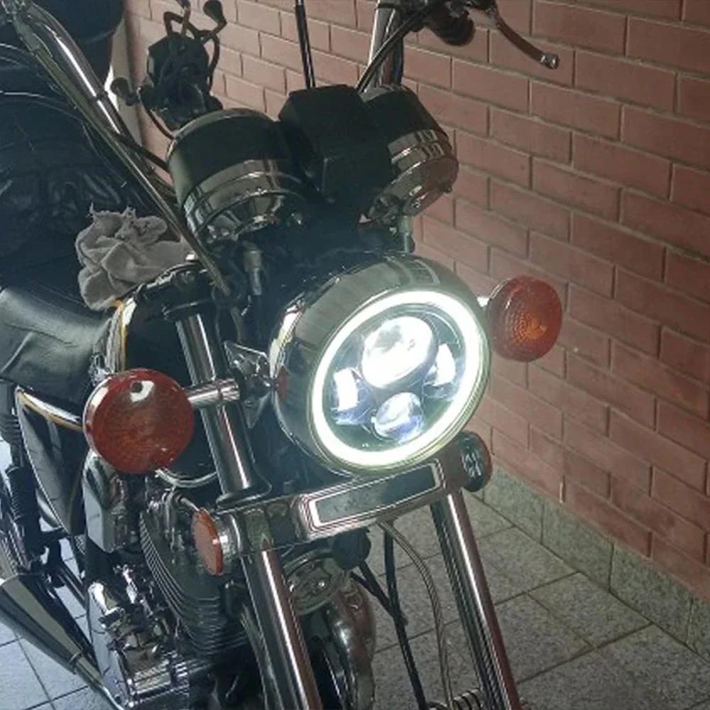 7 Inch 50W DOT SAE E9 Motorcycle Headlamp Angle Eye with DRL Turn Signal Led Headlight Housing Bucket