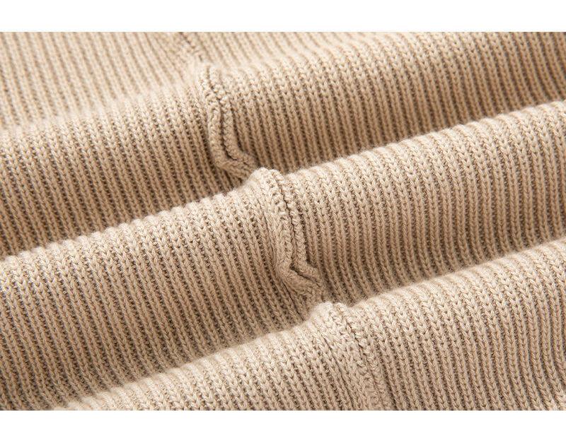 Men's Vertical Rib Knit Half-Zip Stand Collar Thick Sweater